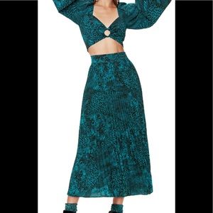 AFRM Pleated Snake Print Midi